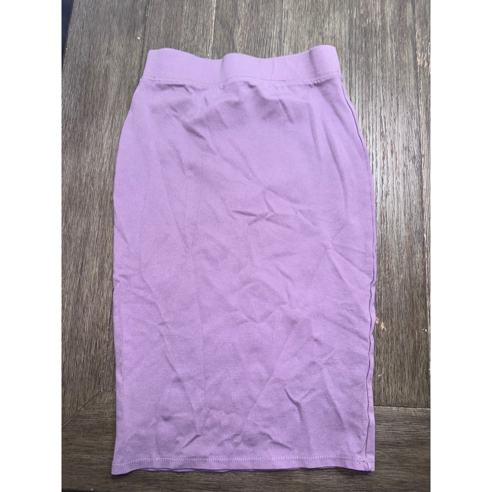 Iris Purple Bodycon Midi‎ Skirt Elastic Waist Stretch Pencil Skirt Womens Small